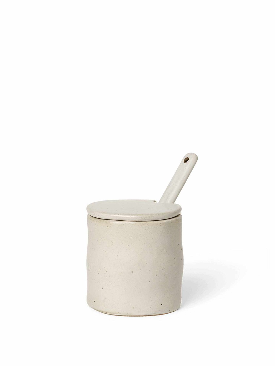 Kitchen Ferm Living | Flow Jar With Spoon - Off-White Speckle Offwhite