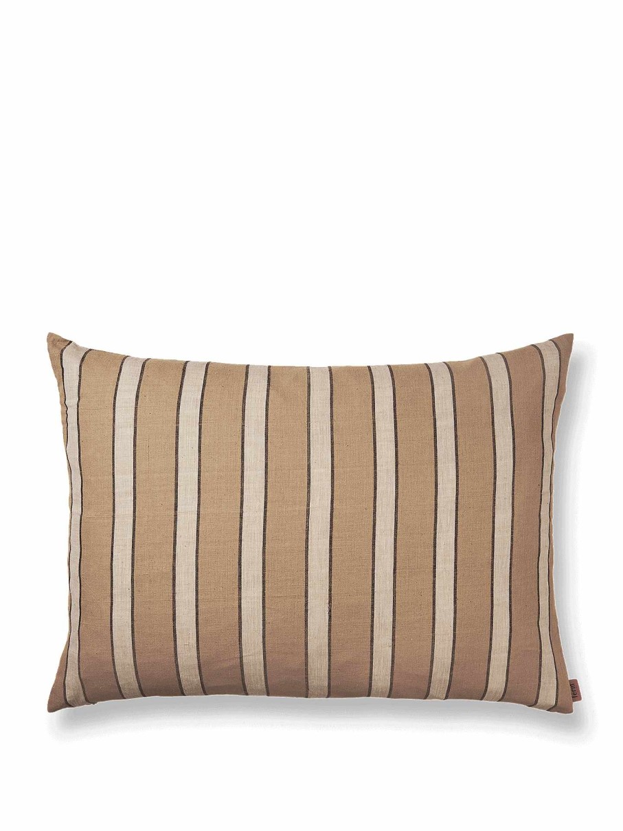 Textiles Ferm Living | Brown Cotton Cushion Large - Stripe