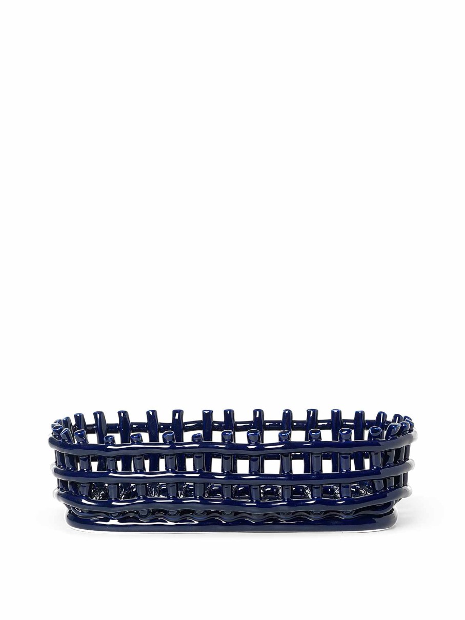 Kitchen Ferm Living | Ceramic Basket - Oval Blue