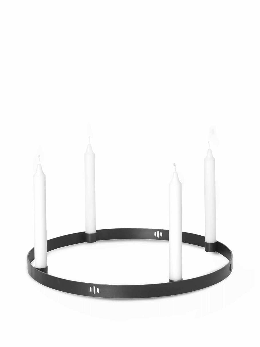 Accessories And Decorations Ferm Living | Candle Holder Circle - Large Black Brass