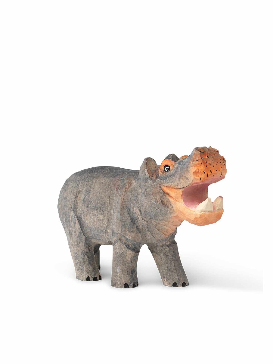 Kids Ferm Living | Animal Hand-Carved Hippo Warm Grey