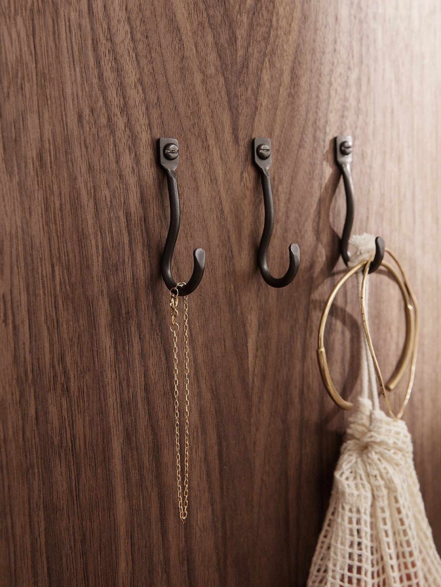 Accessories And Decorations Ferm Living | Curvature Hooks - Set Of 3 Black Brass