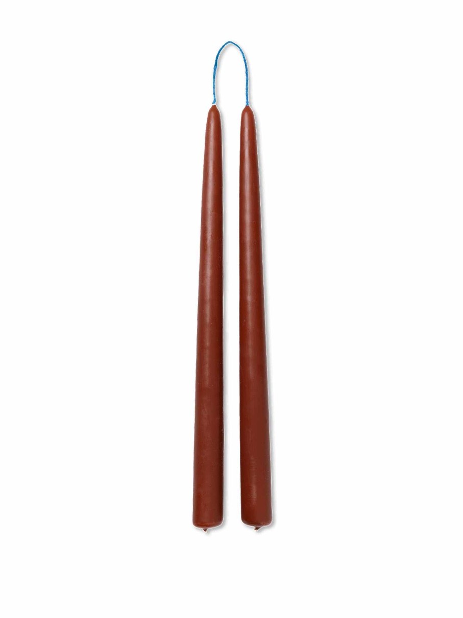 Accessories And Decorations Ferm Living | Dipped Candles - Set Of 2 Rust