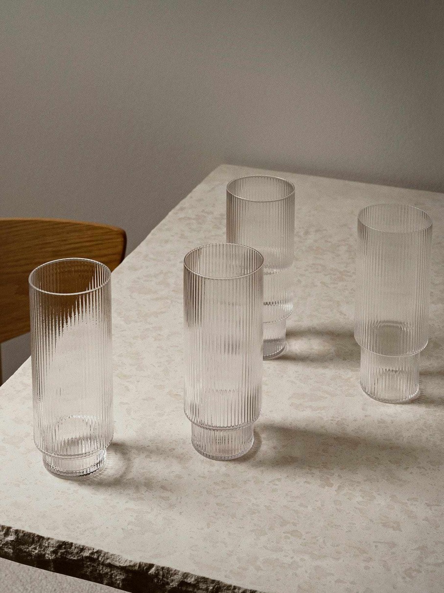 Kitchen Ferm Living | Ripple Long Drink Glasses (Set Of 4) Clear