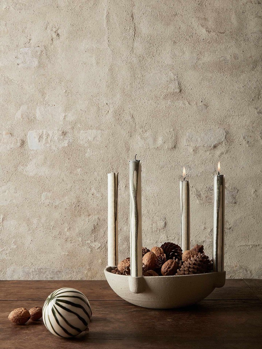 Accessories And Decorations Ferm Living | Bowl Candle Holder - Large - Ceramic Sand