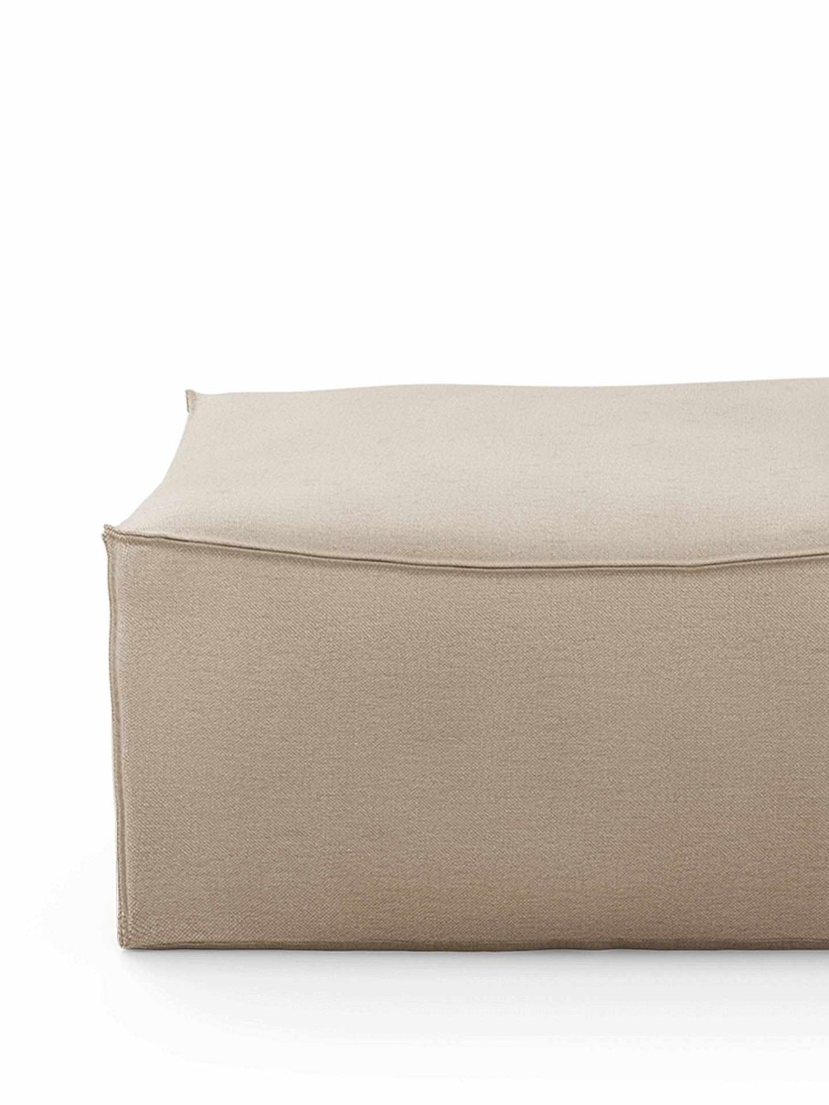 Furniture Ferm Living | Catena Pouf Square S500 Rich Linen Natural