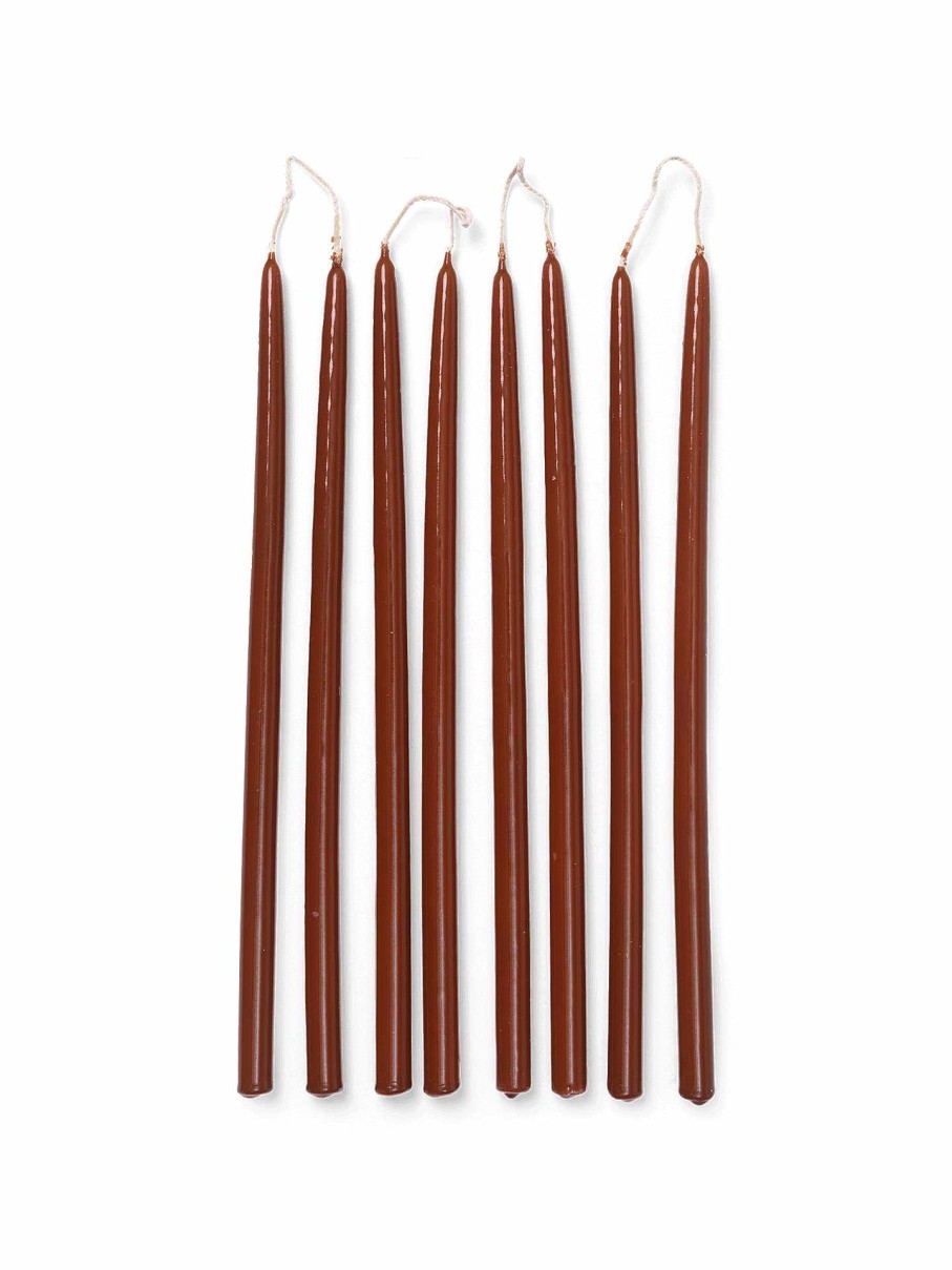 Accessories And Decorations Ferm Living | Spike Slim Candles - Set Of 8 Rust