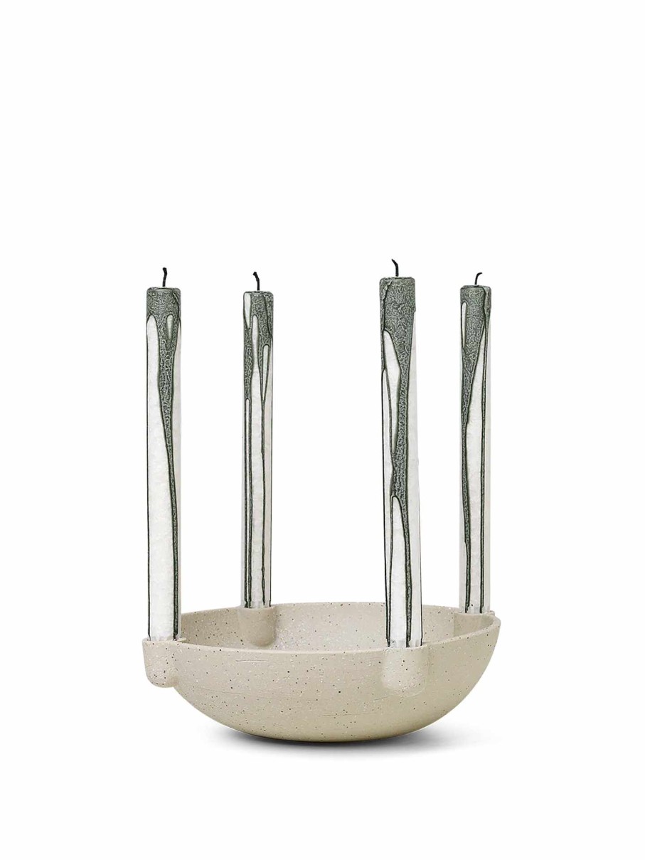 Accessories And Decorations Ferm Living | Bowl Candle Holder - Large - Ceramic Sand