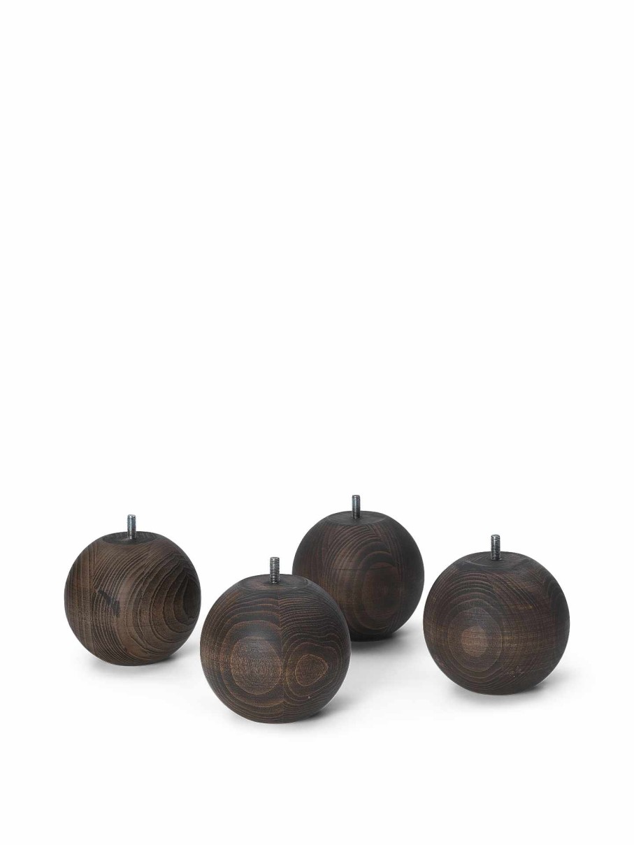 Accessories And Decorations Ferm Living | Pearl Legs - Set Of 4 - Dark Stained Beech Dark Brown