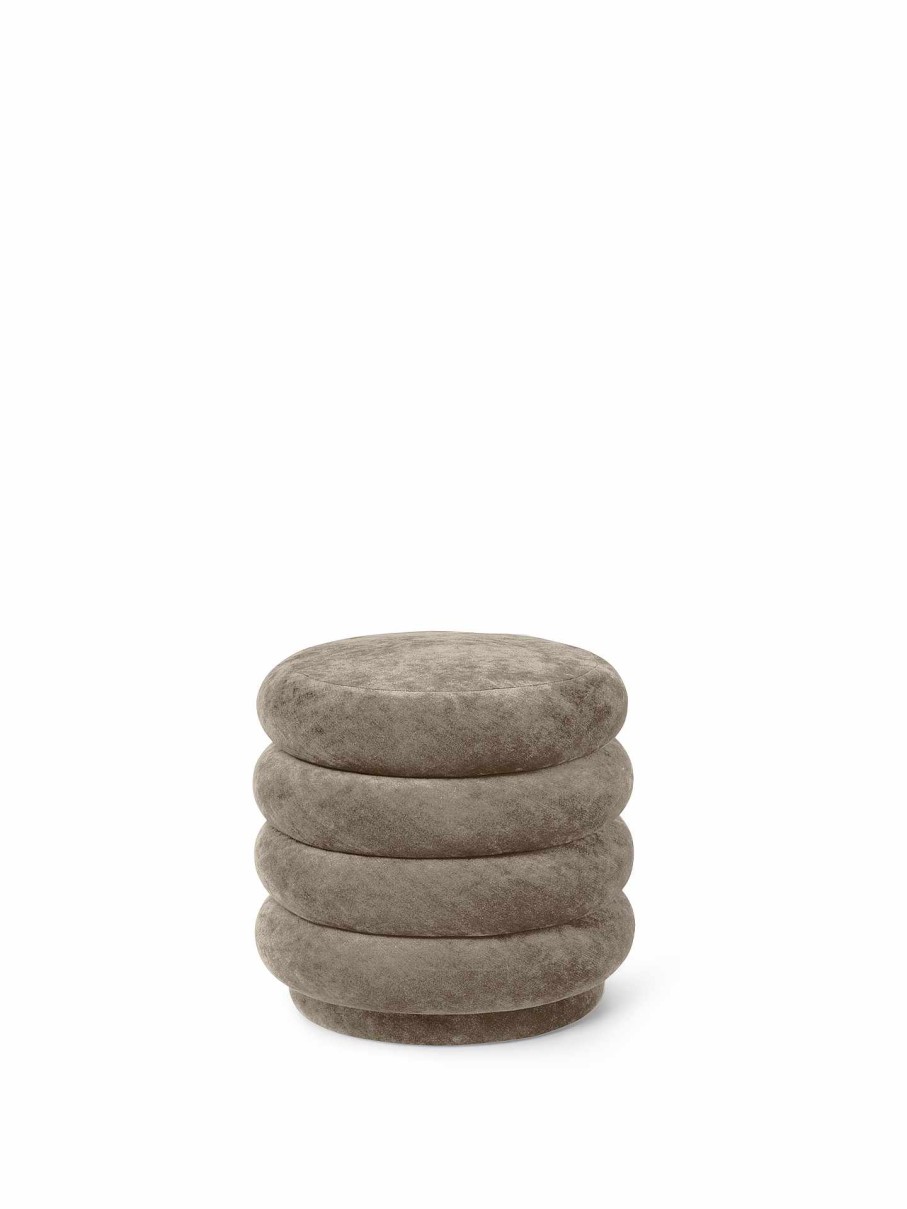 Furniture Ferm Living | Pouf Round - Faded Velvet Beige