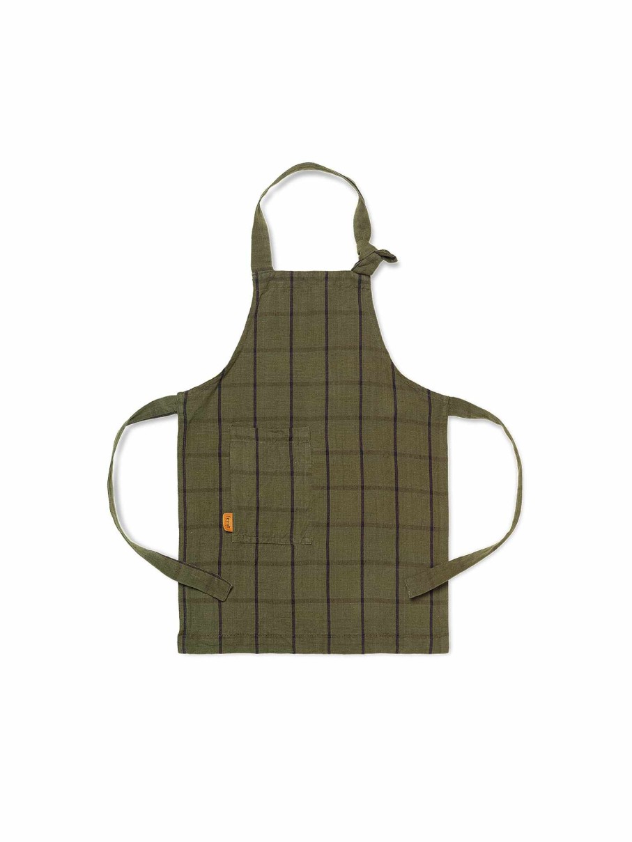 Kitchen Ferm Living | Kids Hale Apron - Green/Black Dark Green