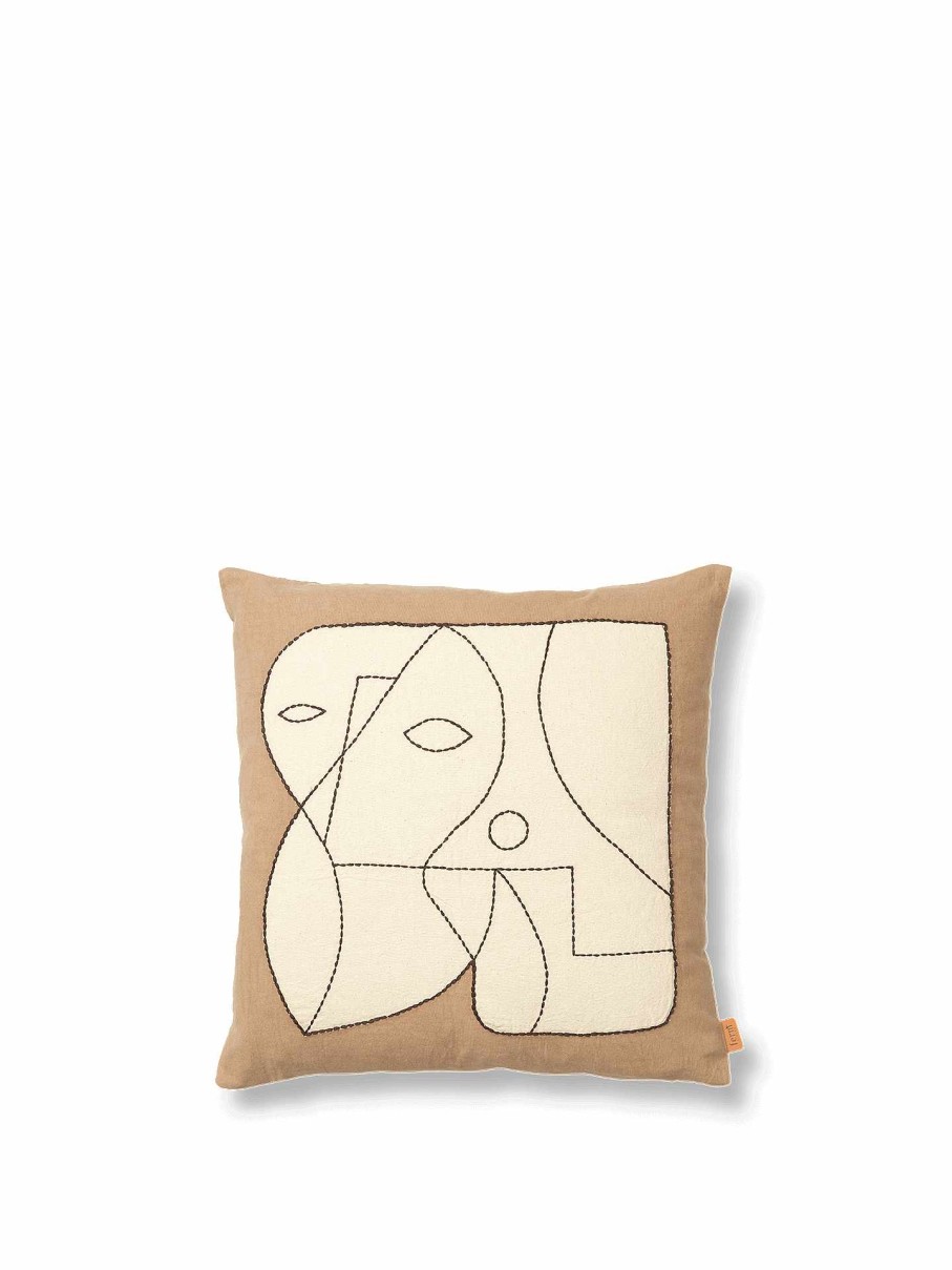 Textiles Ferm Living | Figure Cushion - Dark /Off-White Taupe