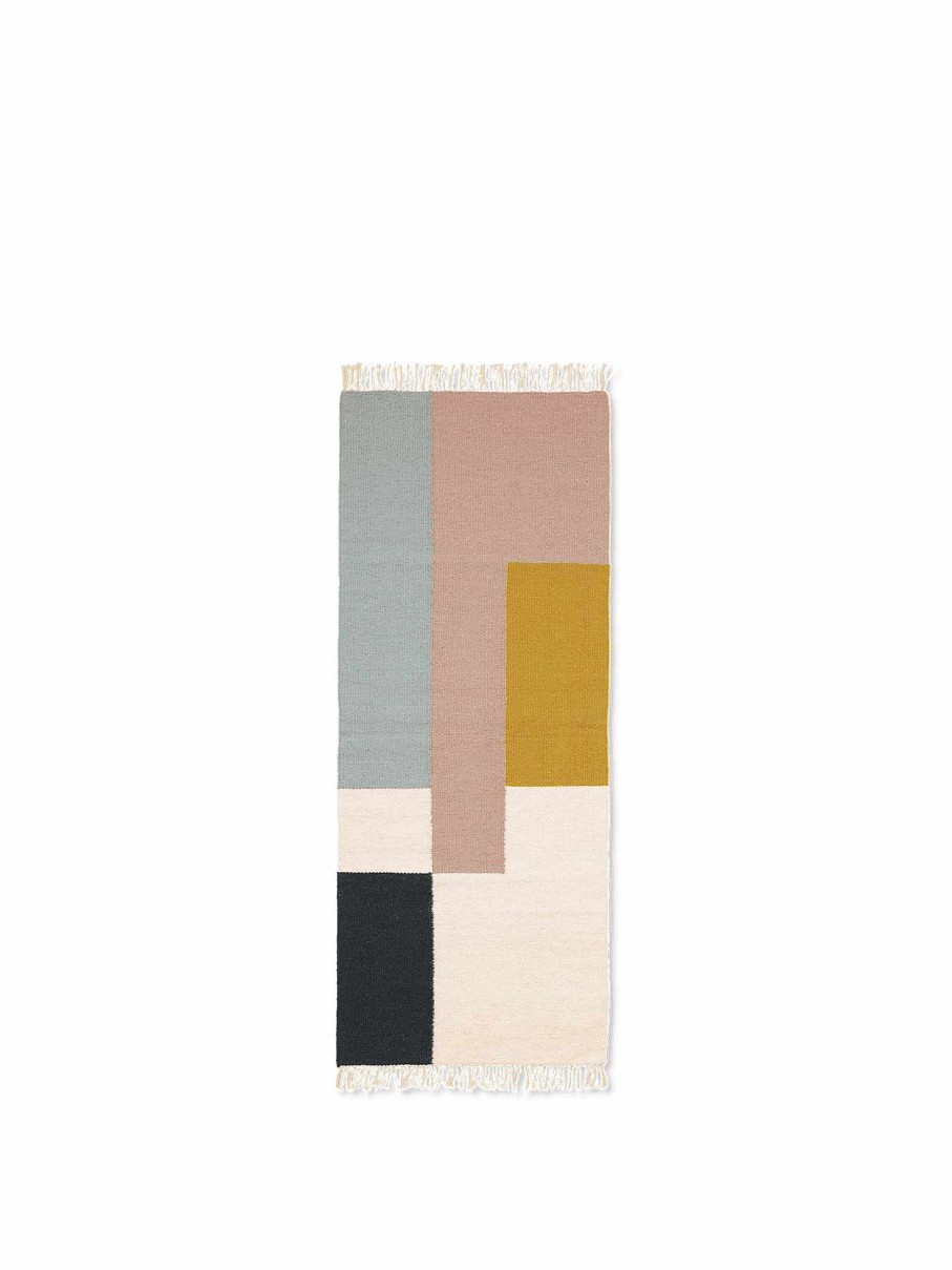 Rugs Ferm Living | Kelim Runner - Squares Curry