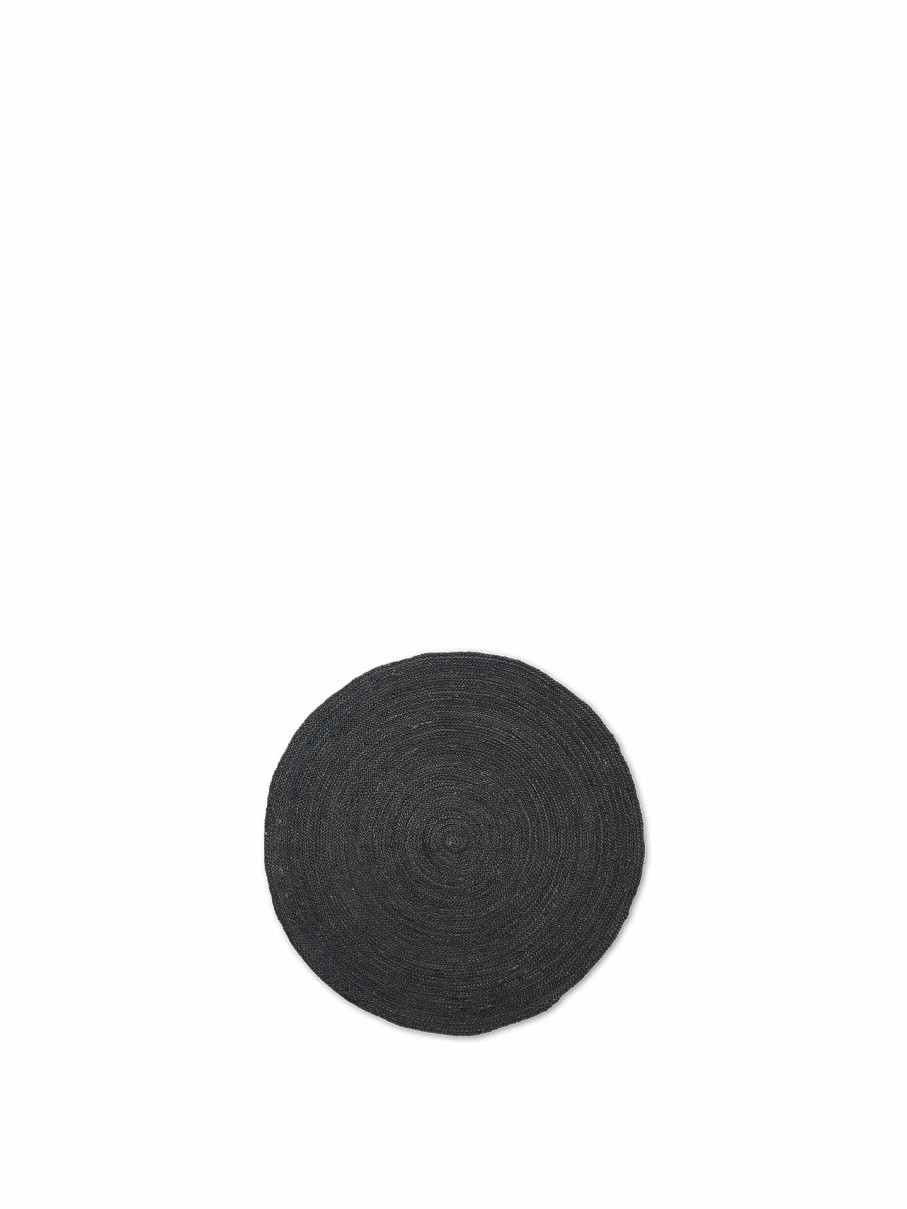 Rugs Ferm Living | Eternal Round Jute Rug O120 Cm Black