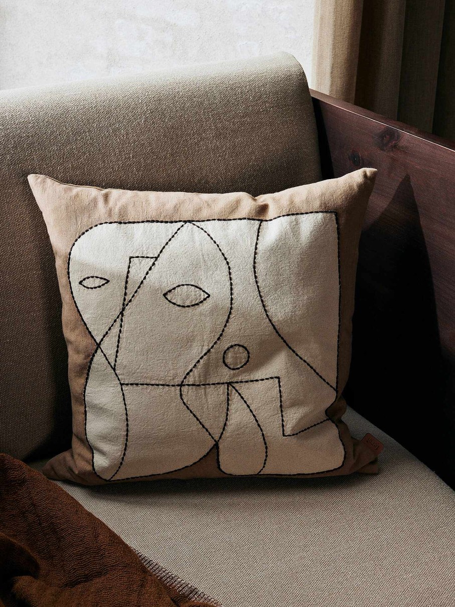 Textiles Ferm Living | Figure Cushion - Dark /Off-White Taupe