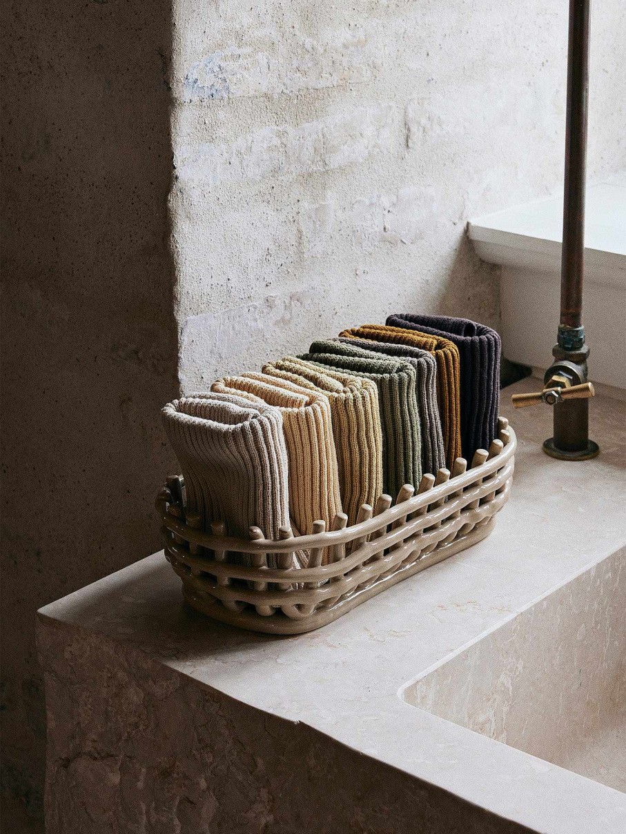 Kitchen Ferm Living | Ceramic Basket - Oval Cashmere