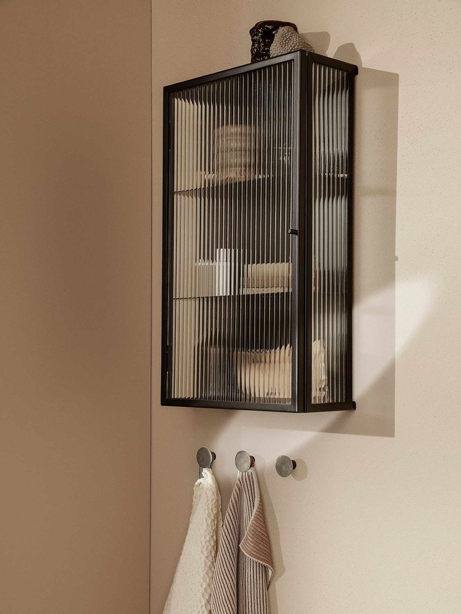 Furniture Ferm Living | Haze Wall Cabinet - Reeded Glass Black