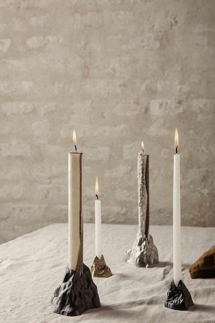 Accessories And Decorations Ferm Living | Stone Candle Holder - Large Brass