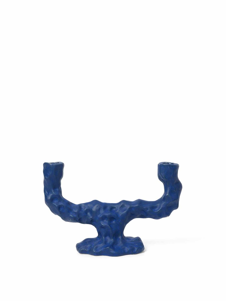 Accessories And Decorations Ferm Living | Dito Candle Holder - Double - Bright Blue