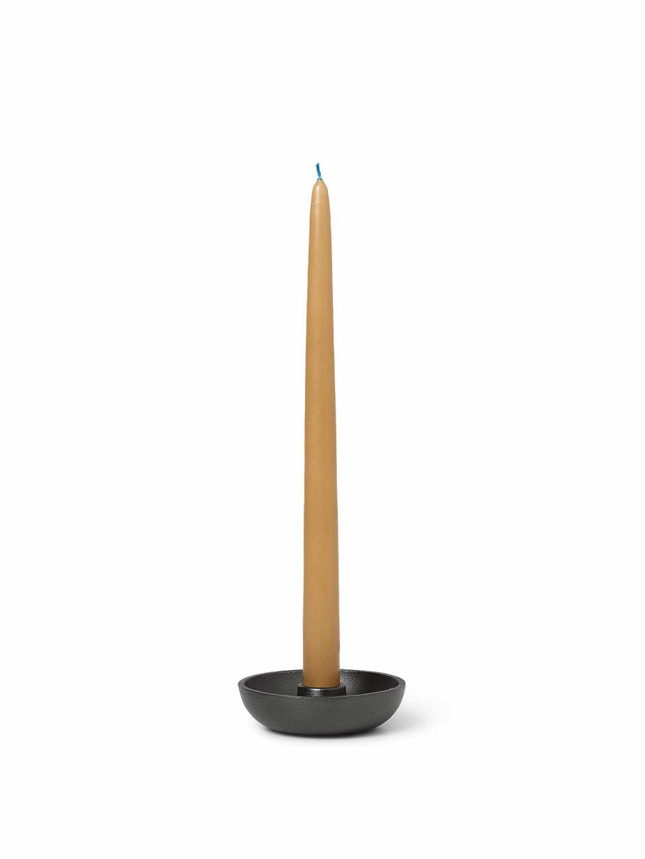 Accessories And Decorations Ferm Living | Bowl Candle Holder - Single Ened Aluminium Black