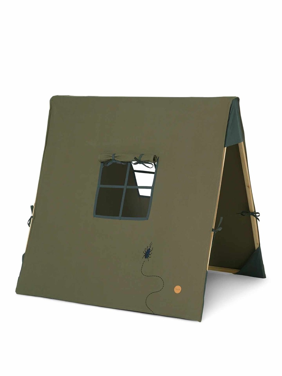 Kids Ferm Living | Tent With Beetle Embroidery Dark Olive