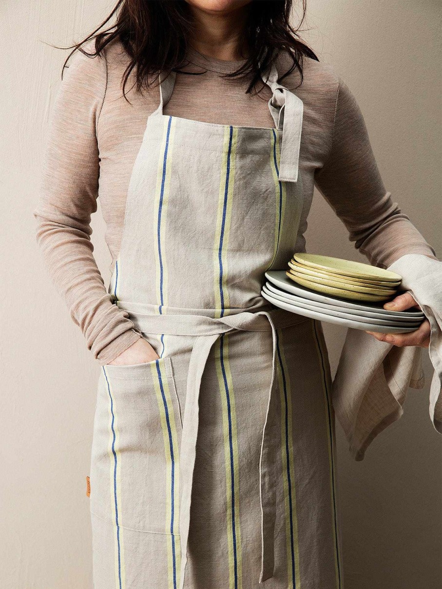 Kitchen Ferm Living | Hale Apron /Lemon/Bright Blue Oyster