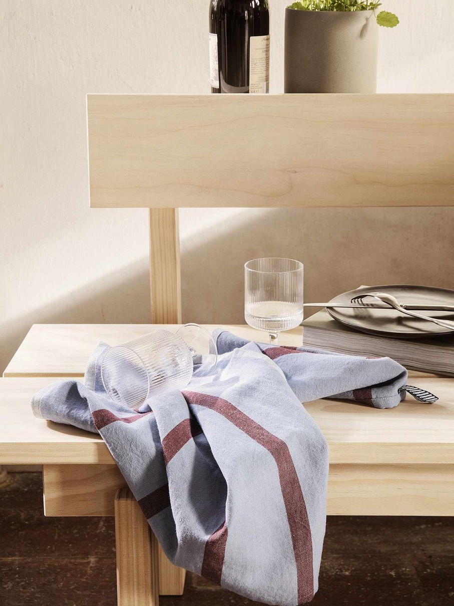 Kitchen Ferm Living | Hale Tea Towel - Faded /Burgundy Blue