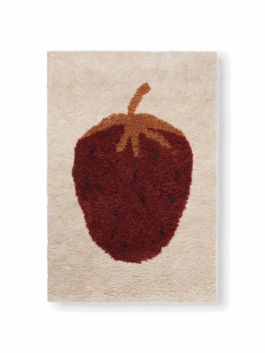 Kids Ferm Living | Fruiticana Tufted Strawberry Rug - 80 X 120 Cm Red