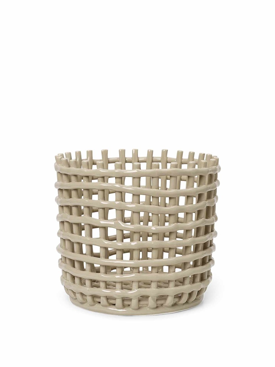 Green Living Ferm Living | Ceramic Basket - Large Cashmere