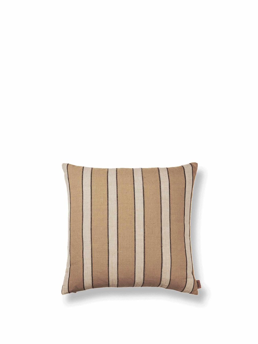 Textiles Ferm Living | Brown Cotton Cushion Cover - Stripe