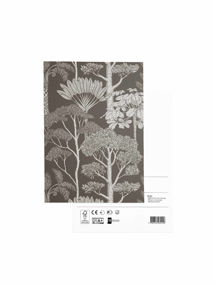 Wallpaper Ferm Living | Wallpaper Sample - Katie Scott Trees - Grey Warm Dark Grey