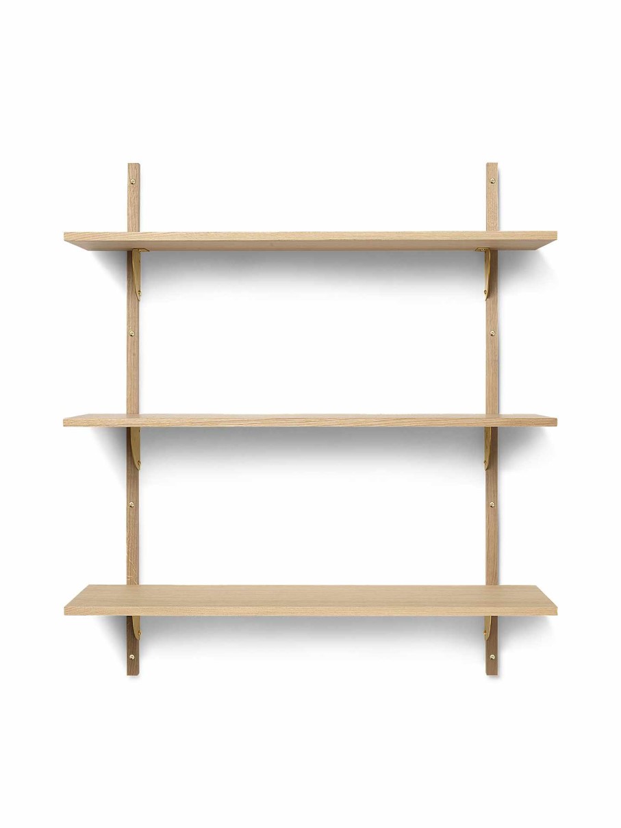 Furniture Ferm Living | Sector Shelf - Triple - Wide - Natural /Brass Oak