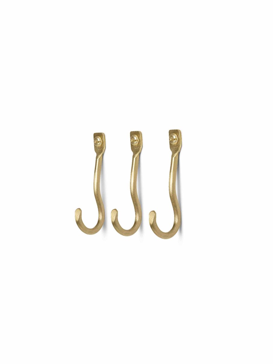 Accessories And Decorations Ferm Living | Curvature Hooks - Set Of 3 Brass