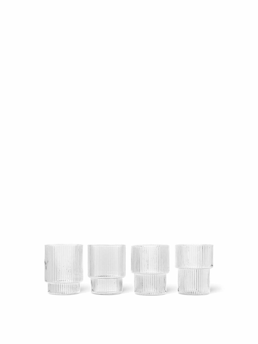 Kitchen Ferm Living | Ripple Glasses (Set Of 4) Clear