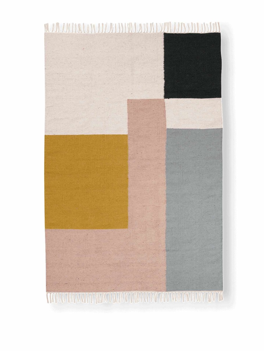 Rugs Ferm Living | Kelim Rug - Squares - Large Curry