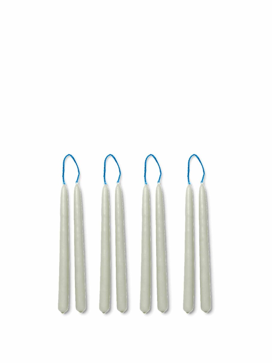 Accessories And Decorations Ferm Living | Dipped Candles - Set Of 8 Sage