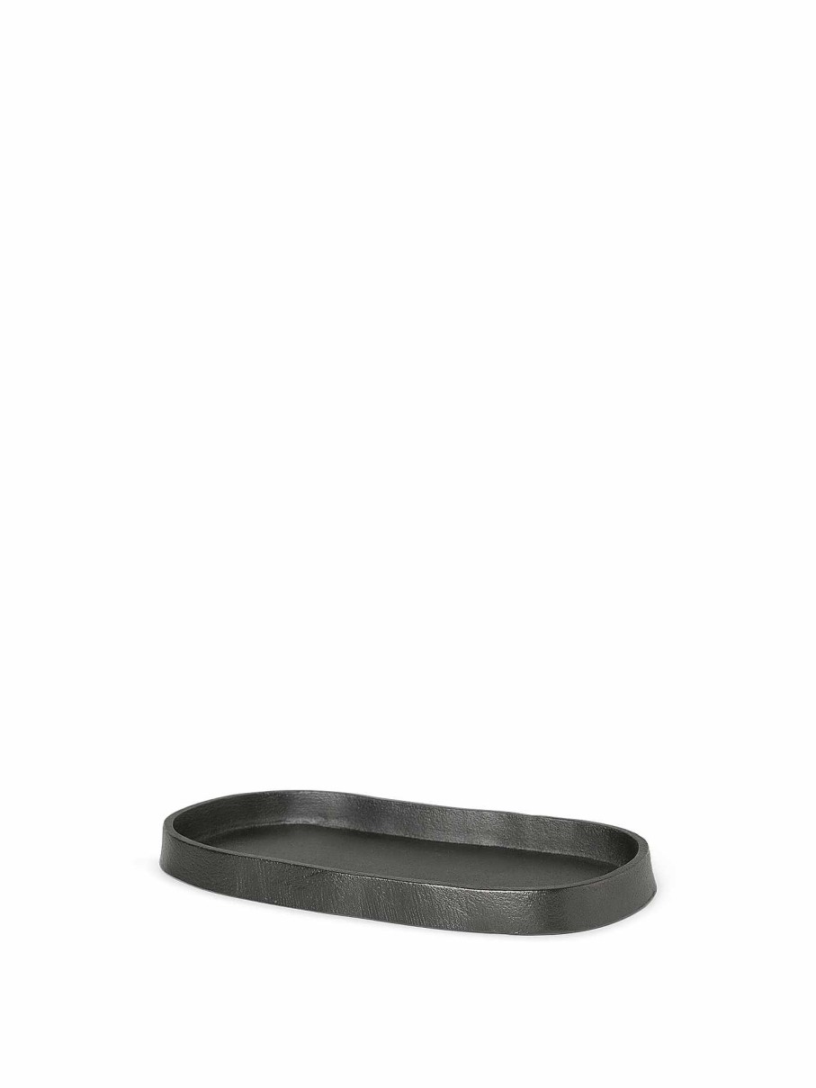 Accessories And Decorations Ferm Living | Yama Tray - Oval Ened Aluminium Black