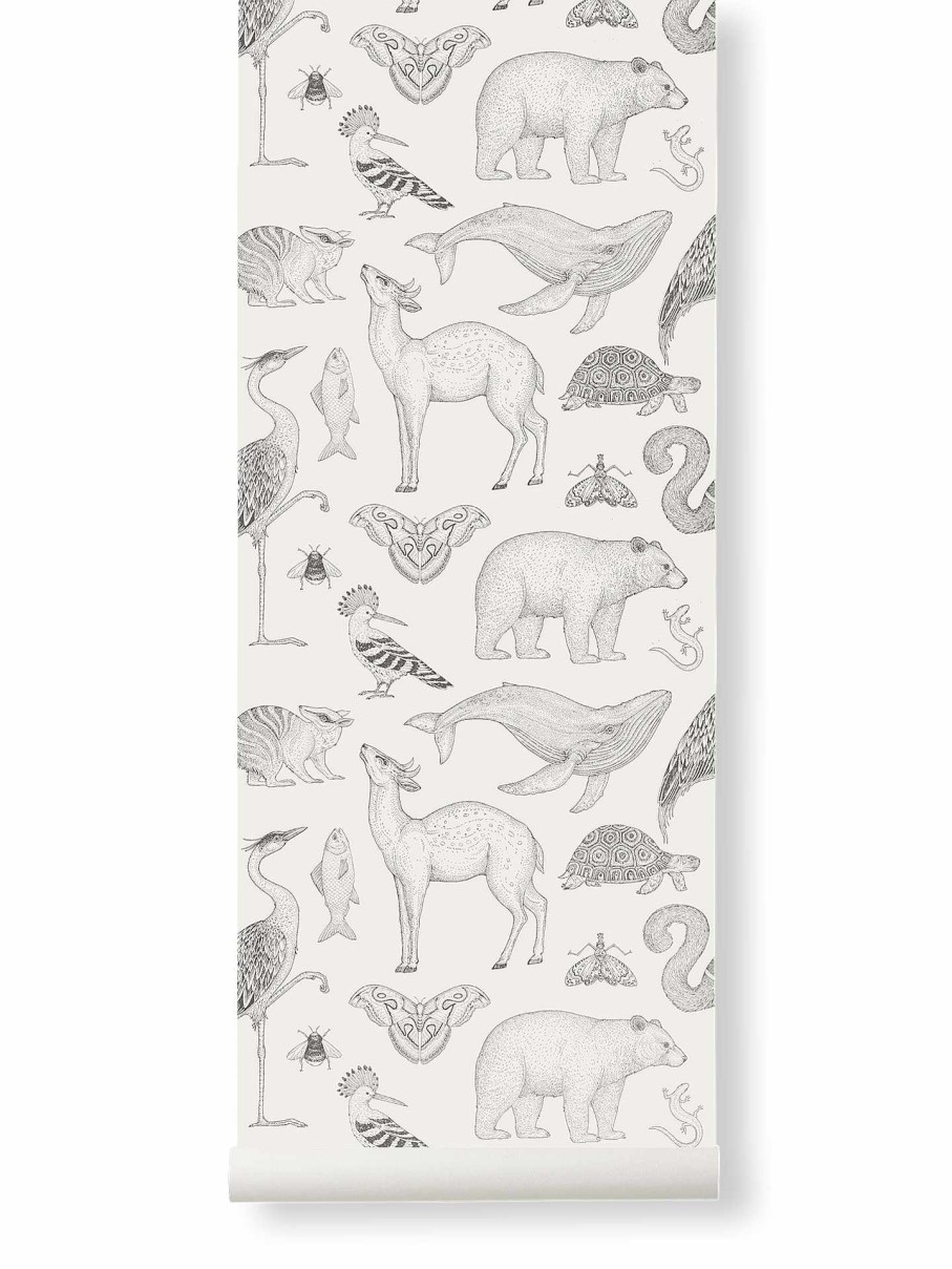 Wallpaper Ferm Living | Katie Scott Wallpaper - Animals - Off-White Offwhite