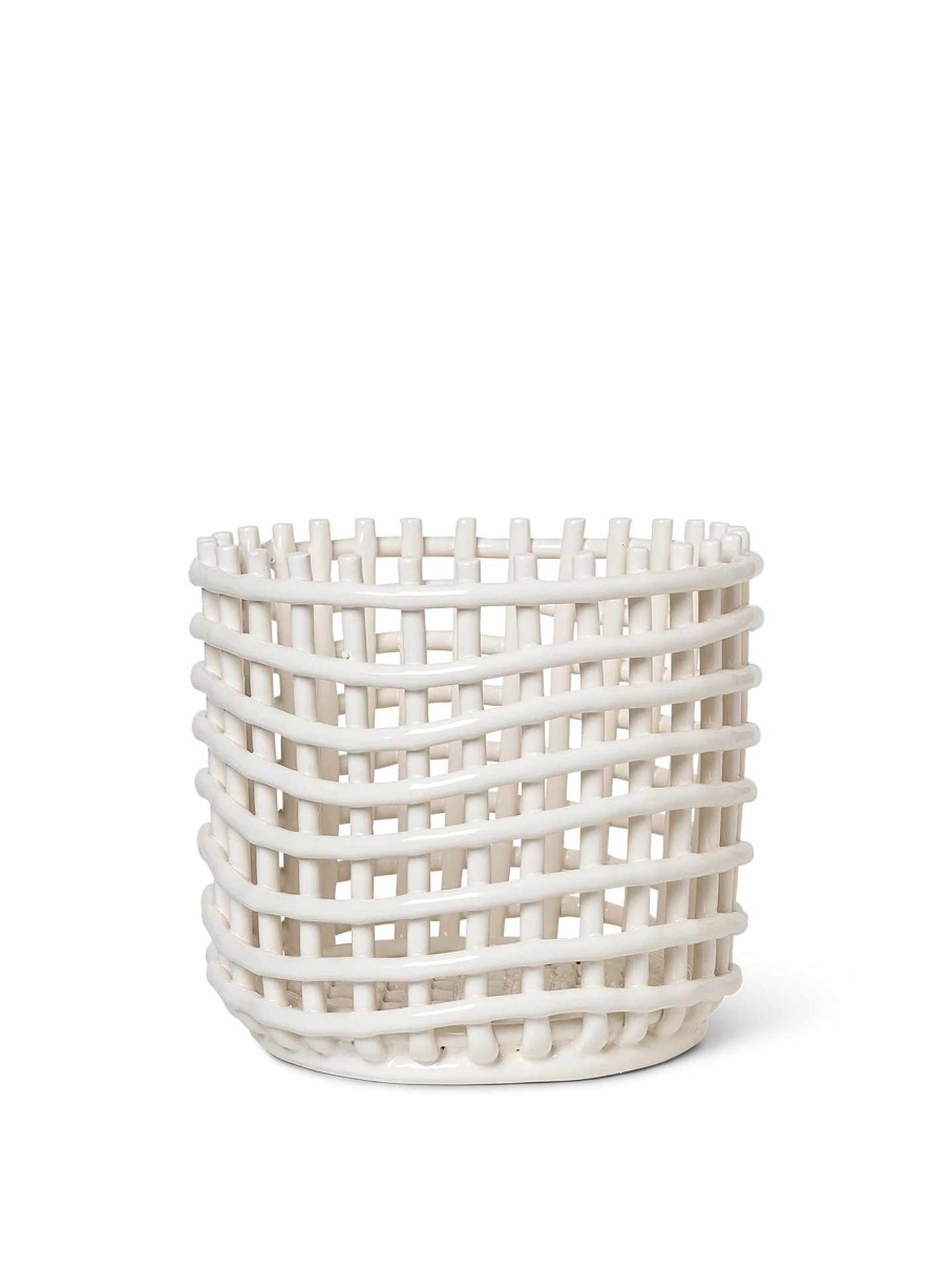 Green Living Ferm Living | Ceramic Basket - Large - Off-White Offwhite