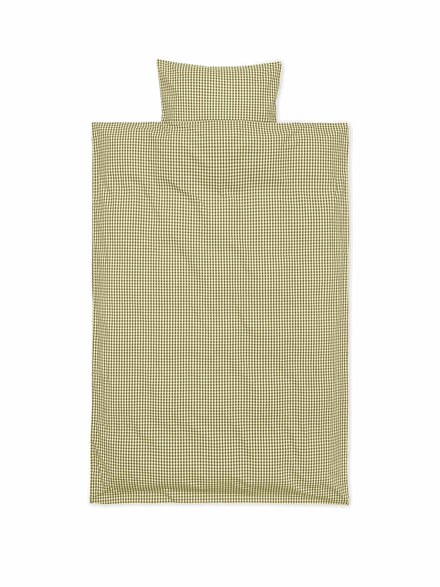 Textiles Ferm Living | Check Bedding - Junior - Lemon/Olive Light Yellow