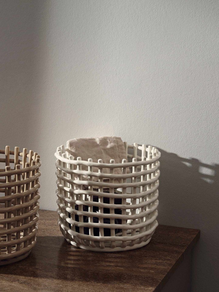 Green Living Ferm Living | Ceramic Basket - Large - Off-White Offwhite