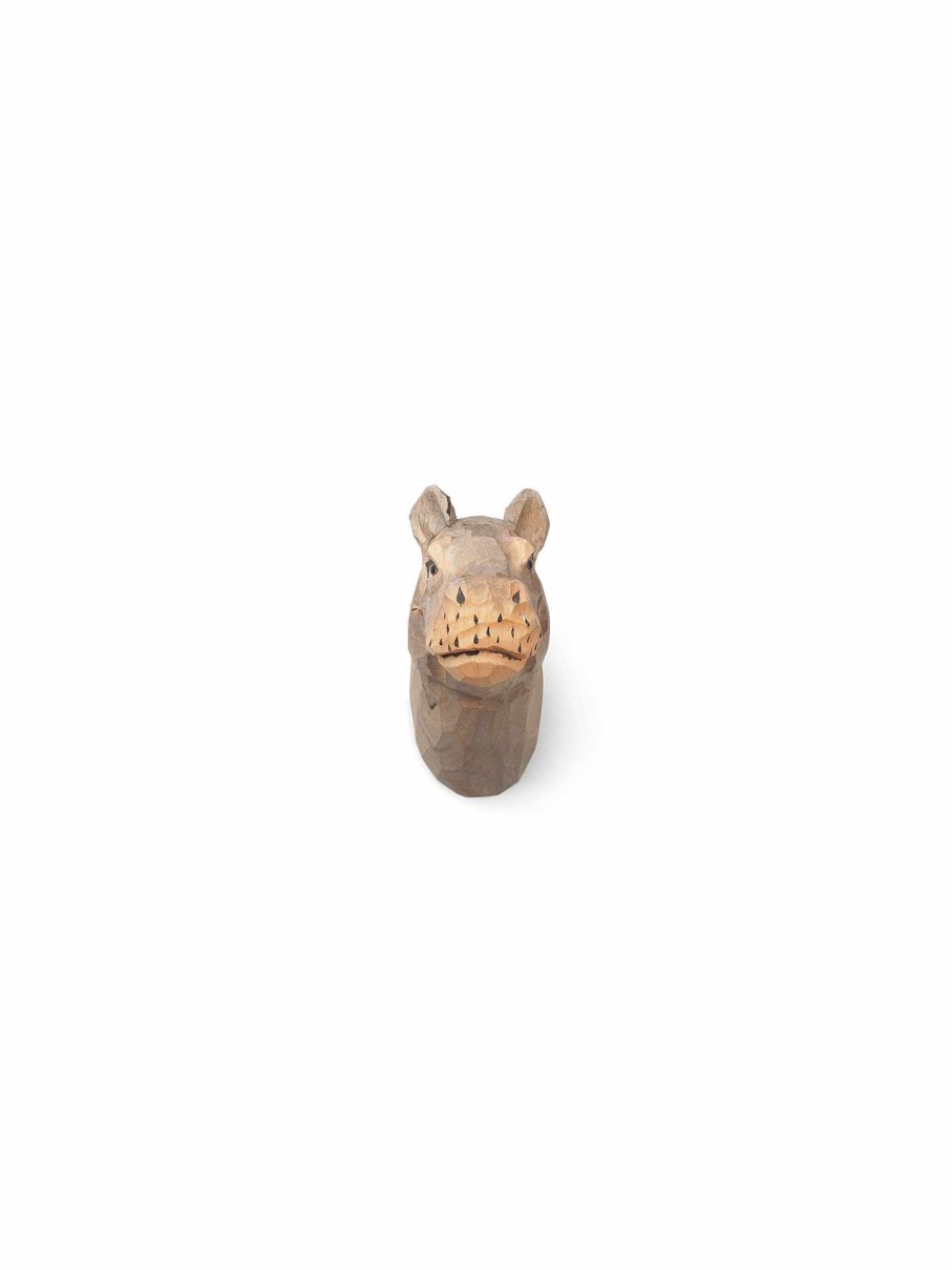 Kids Ferm Living | Animal Hand-Carved Hook - Hippo Warm Grey