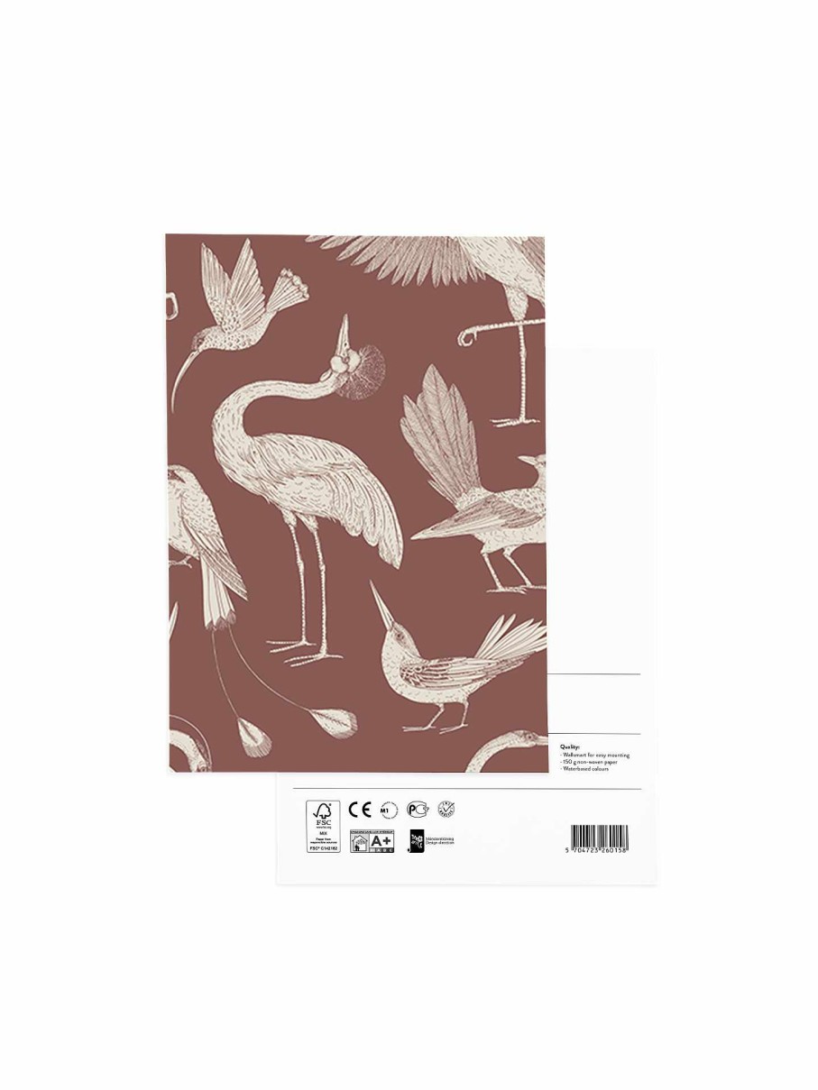 Wallpaper Ferm Living | Wallpaper Sample - Katie Scott Birds Dusty Red