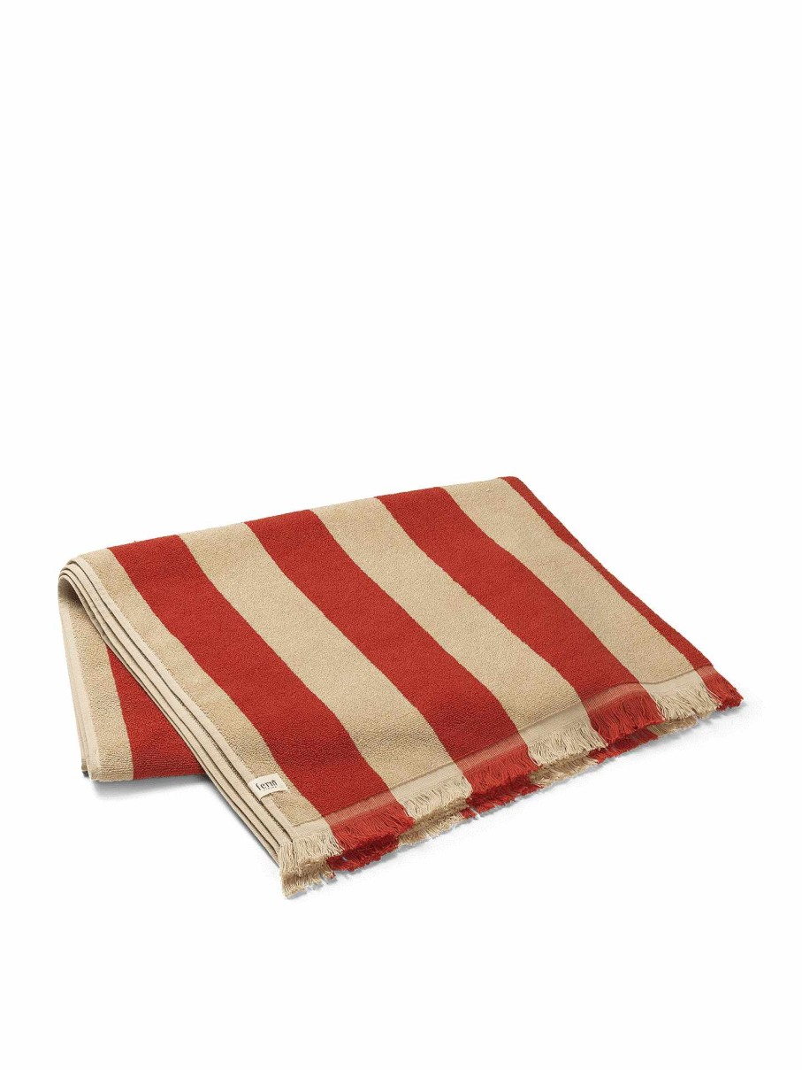 Outdoor Living Ferm Living | Alee Beach Towel Light Camel/Red