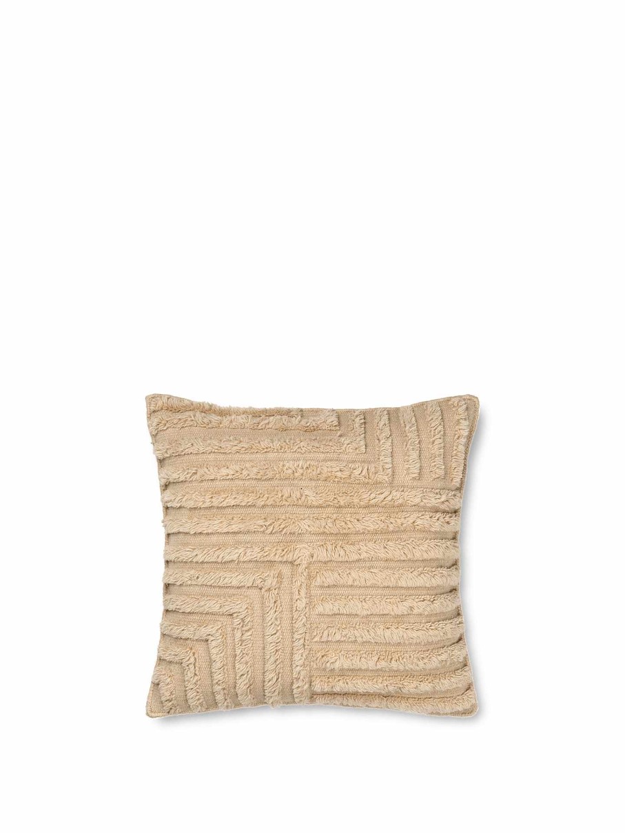 Textiles Ferm Living | Crease Wool Cushion - Light Sand