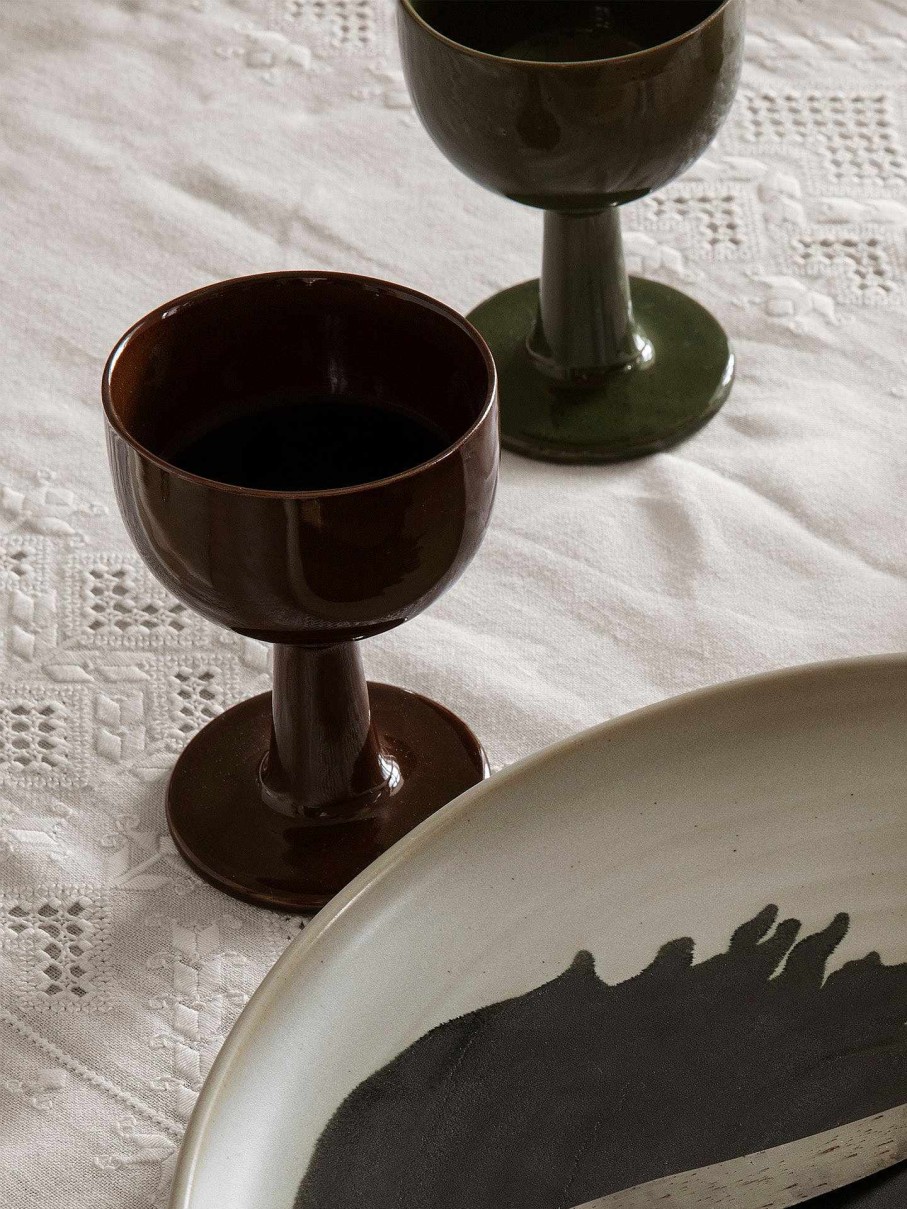 Kitchen Ferm Living | Floccula Wine Glass - Soil Dark Brown