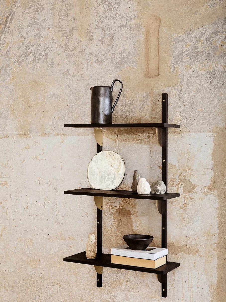 Furniture Ferm Living | Sector Shelf - Triple - Narrow Ash/Brass Black