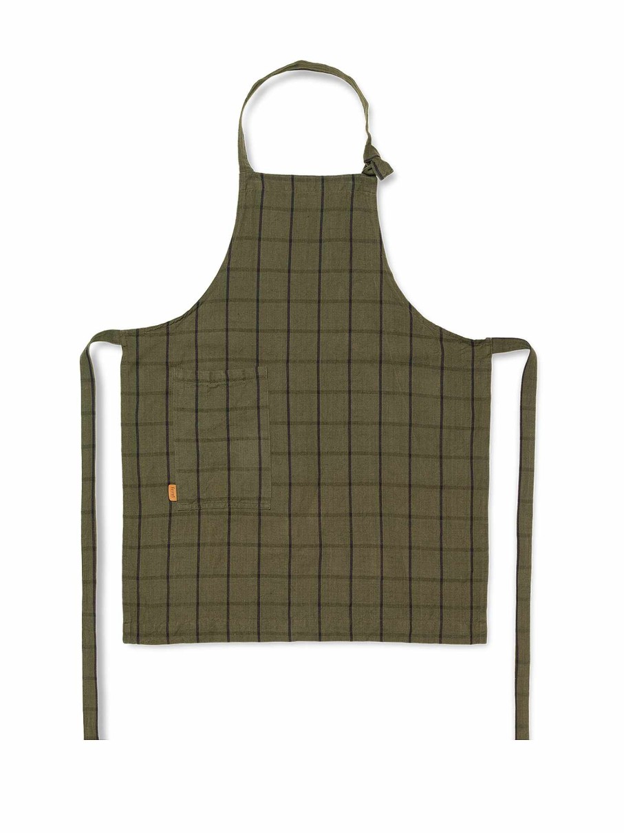 Kitchen Ferm Living | Hale Apron - Green/Black Dark Green