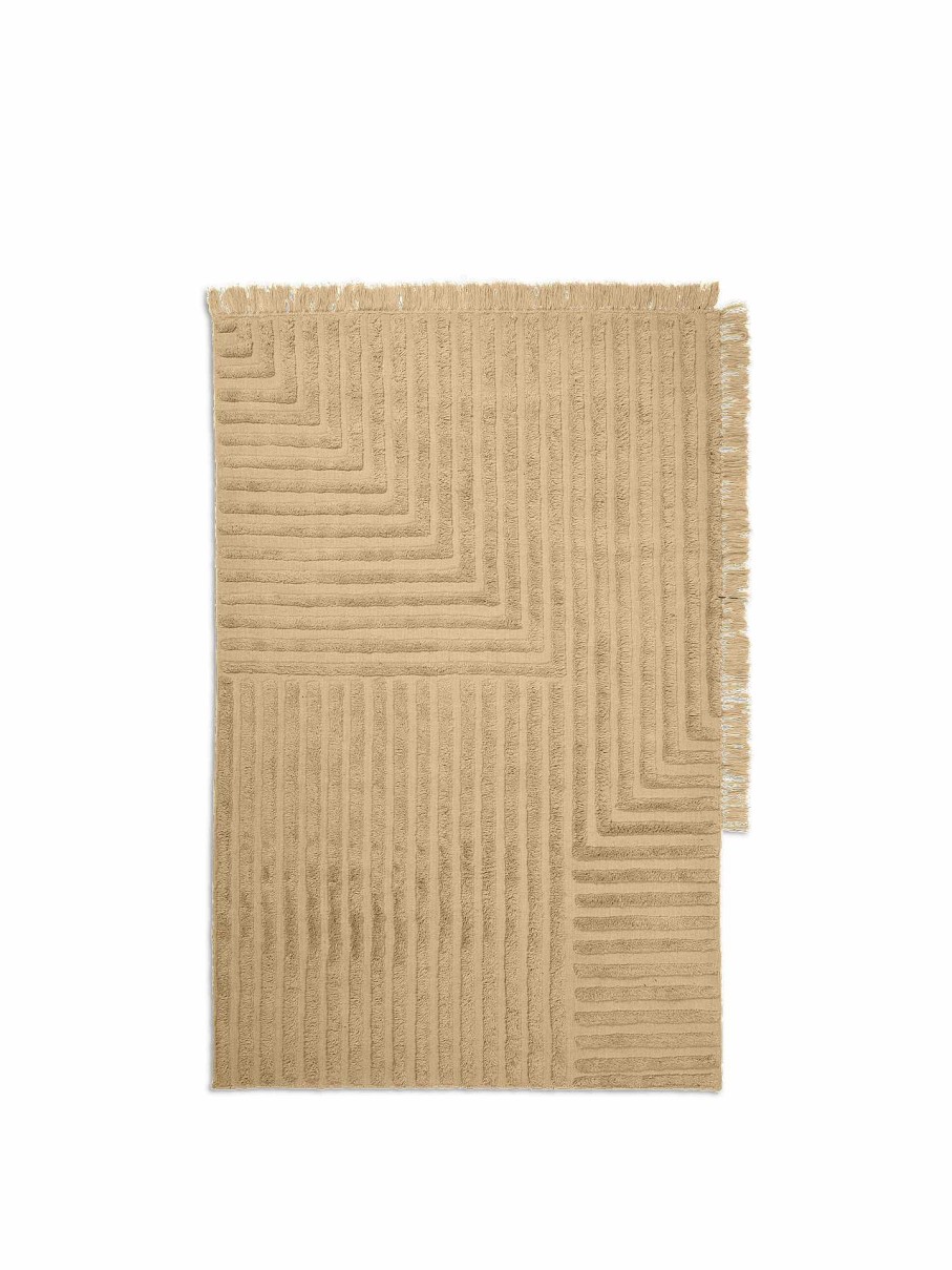 Rugs Ferm Living | Crease Wool Rug - Light 140 X 200 Cm Sand