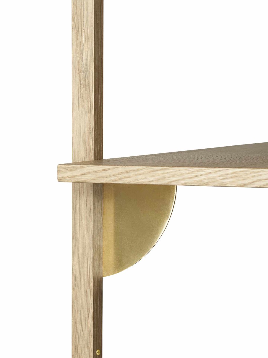 Furniture Ferm Living | Sector Shelf - Triple - Narrow - Natural /Brass Oak